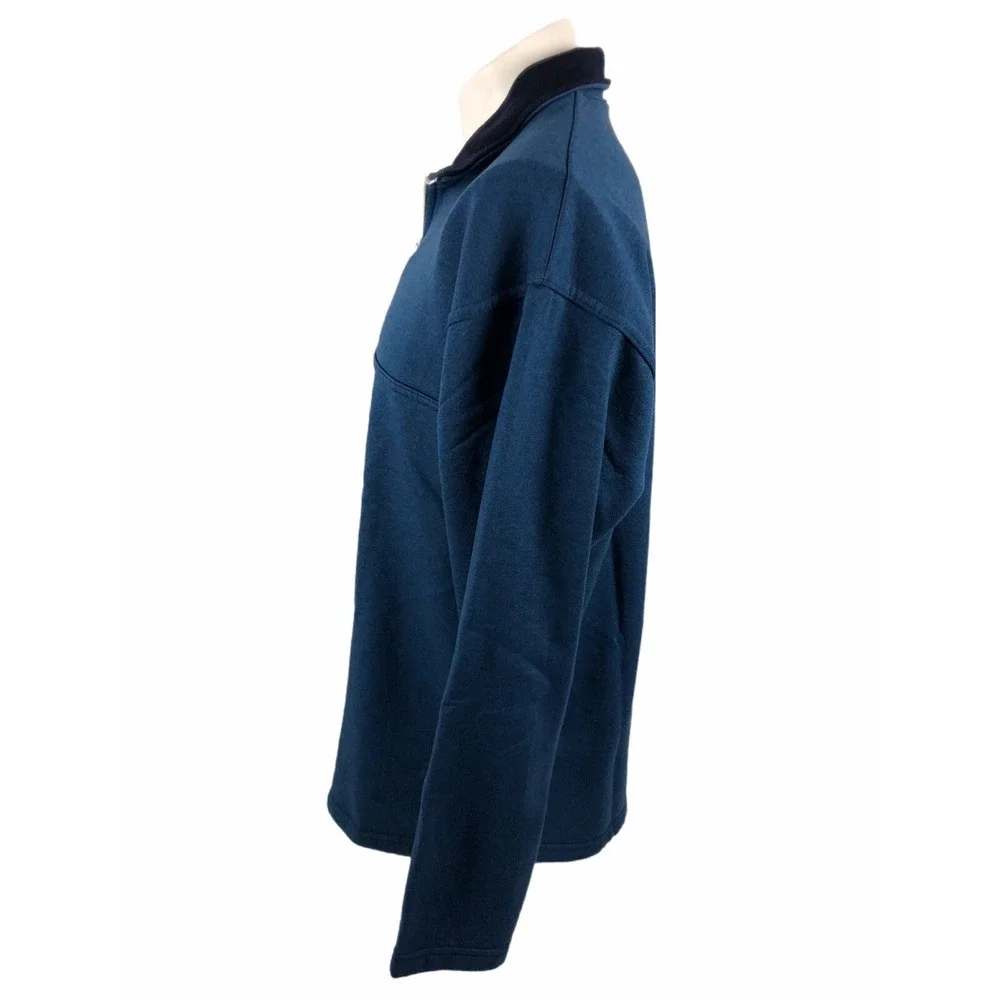 Paris France Mens Large Sweatshirt Vintage 1/4 Zip Eiffel Blue Made In France